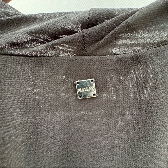 RUDSAK Black Goth Mini Dress Halter Ruffles Chiffon Sheer - Picture 3 of 16